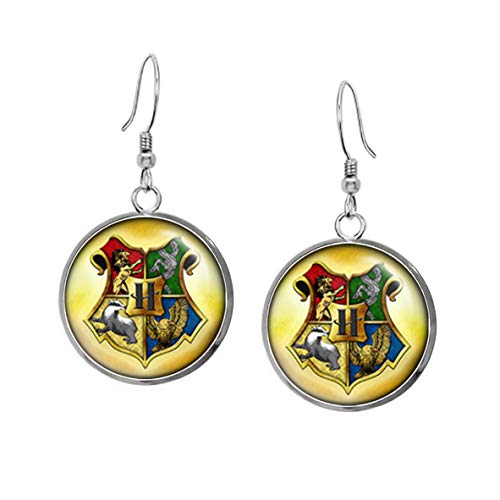 Inspired by Harry Potter Hogwarts Crest Necklace, Magic School Pendant, Potter Fandom Earrings, Fantasy Beasts Jewelry, Birthday Set, Wedding Party, Geeky Gifts, Nerdy Presents, Anniversary Present