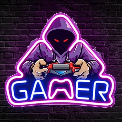 Kavaas Gamer Neon Sign, UV Printed Gaming Neon Sign for Gamer Room Decor - LED Video Game Neon Lights for Bedroom Boys, Gaming Wall decor - Best Gamer Gifts for Teenage Boys, Christmas