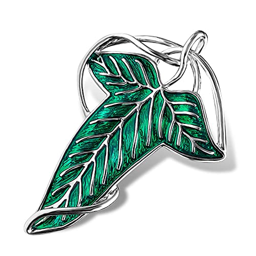 Bahamut Elegant Elven Green Tree Leaf Enamel Pins Brooch for Women Men Suit Pendant Necklace,Cloak Clasp Brooches Cosplay Jewelry (Green)