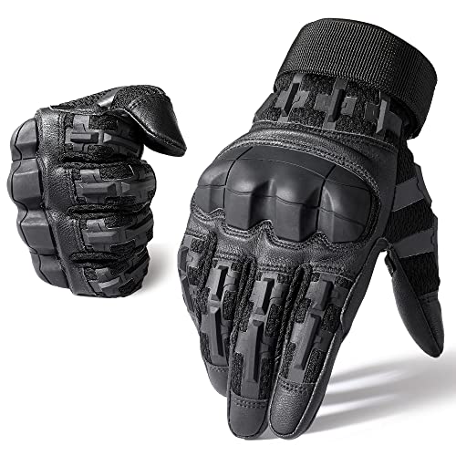 WTACTFUL Touch Screen Motorcycle Tactical Gloves for Men Airsoft Paintball Gear MTB Bike Cycling Cross-Country Motorbike ATV Hunting Hiking Riding Driving Work Outdoor Full Finger Gloves L Black